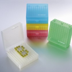 Cryo-Box aus Kunststoff für Reagenzgläser und Kryoröhrchen für 100 Plätze, 1 Stk
